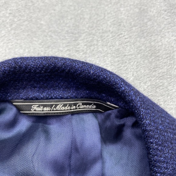 Gene Hiller Loro Piana Canada Wool Blazer Men Sz 42S Blue Herringbone Sport Coat - Picture 9 of 14